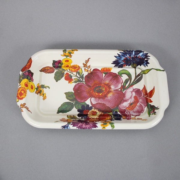 Mackenzie Childs White Multi Color Flower Market 8.75" Butter Box