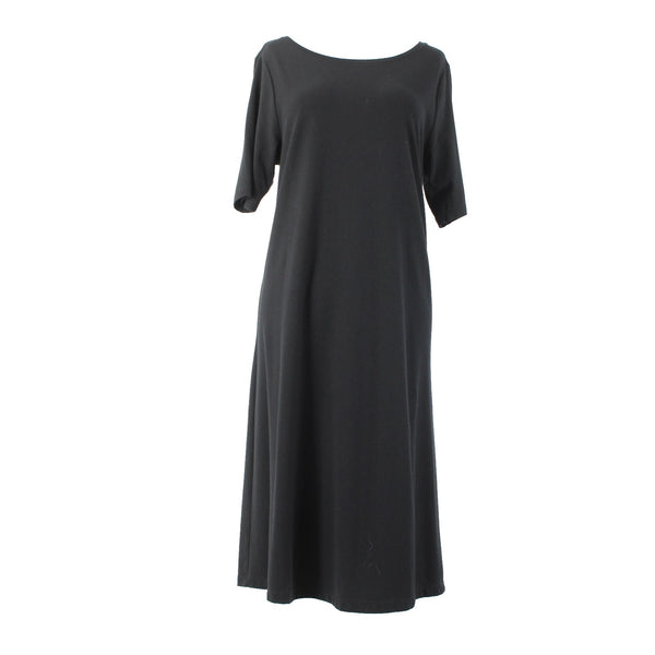 Pure Jill Sz M Black Stretch Shrt Sleeve Unlined Pima Cotton Modal Spandex Dress