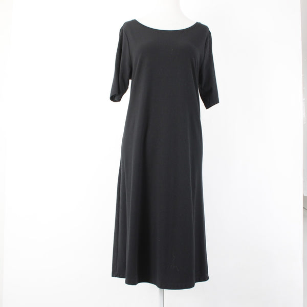 Pure Jill Sz M Black Stretch Shrt Sleeve Unlined Pima Cotton Modal Spandex Dress