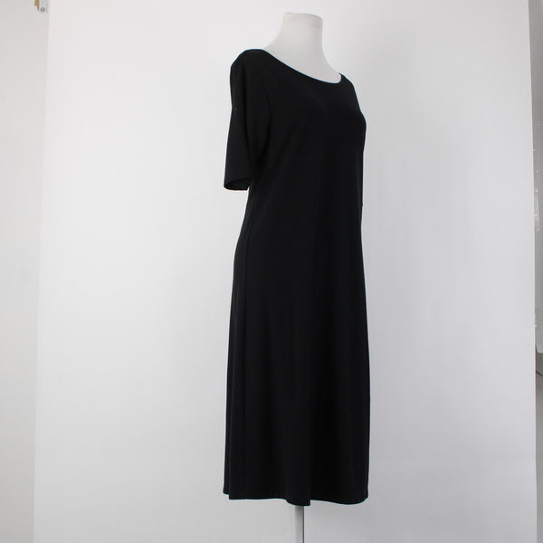 Pure Jill Sz M Black Stretch Shrt Sleeve Unlined Pima Cotton Modal Spandex Dress