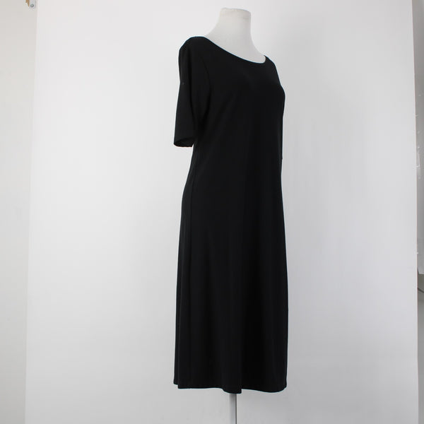 Pure Jill Sz M Black Stretch Shrt Sleeve Unlined Pima Cotton Modal Spandex Dress