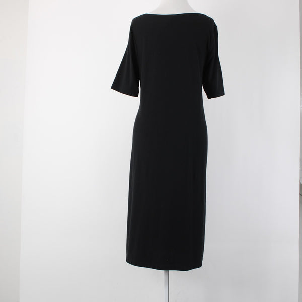 Pure Jill Sz M Black Stretch Shrt Sleeve Unlined Pima Cotton Modal Spandex Dress