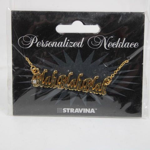 BLAHBLAHBLAH Name Goldtone Rhinestone Accent 14.5" w 4.5 Multi Ring Ext Necklace