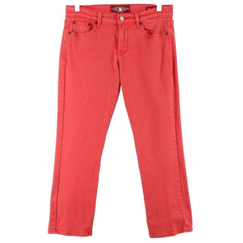 Lucky Sweet n Crop Sz 4 / 27 x 26 Faded Red Cotton Blend Denim Crop Jeans