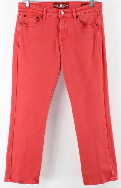 Lucky Sweet n Crop Sz 4 / 27 x 26 Faded Red Cotton Blend Denim Crop Jeans