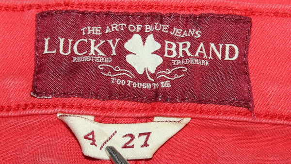 Lucky Sweet n Crop Sz 4 / 27 x 26 Faded Red Cotton Blend Denim Crop Jeans