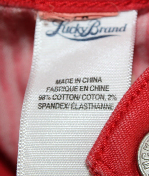 Lucky Sweet n Crop Sz 4 / 27 x 26 Faded Red Cotton Blend Denim Crop Jeans