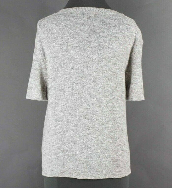 Madewell Sz M Heather Gray Knot Hem 100% Cotton Knit Sweater Top