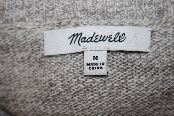 Madewell Sz M Heather Gray Knot Hem 100% Cotton Knit Sweater Top