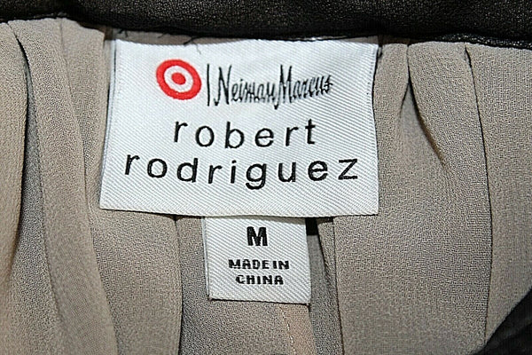 Neiman Marcus for Target M Black Taupe Chiffon Nylon Ruffles Polyester Top