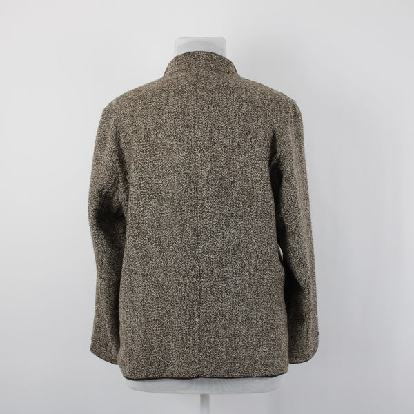 Coldwater Creek NEW $99 Sz 1X Brown Cream Pockets Polyester Wool Jacket