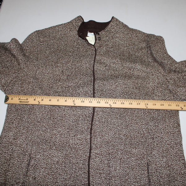 Coldwater Creek NEW $99 Sz 1X Brown Cream Pockets Polyester Wool Jacket