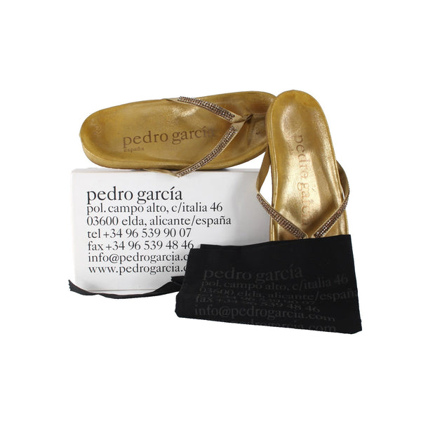 Pedro Garcia Sandals Sz 35 Gold Lurex Burnished Gold Rhinestones Sissi Sandals