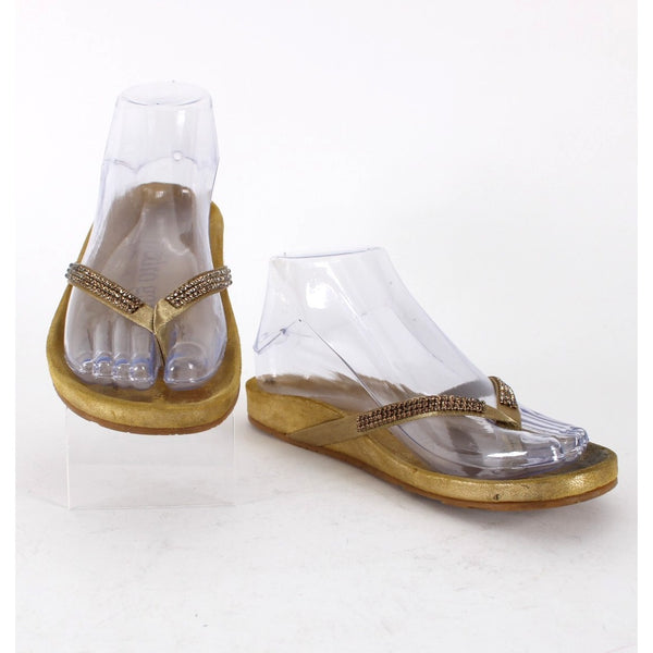 Pedro Garcia Sandals Sz 35 Gold Lurex Burnished Gold Rhinestones Sissi Sandals