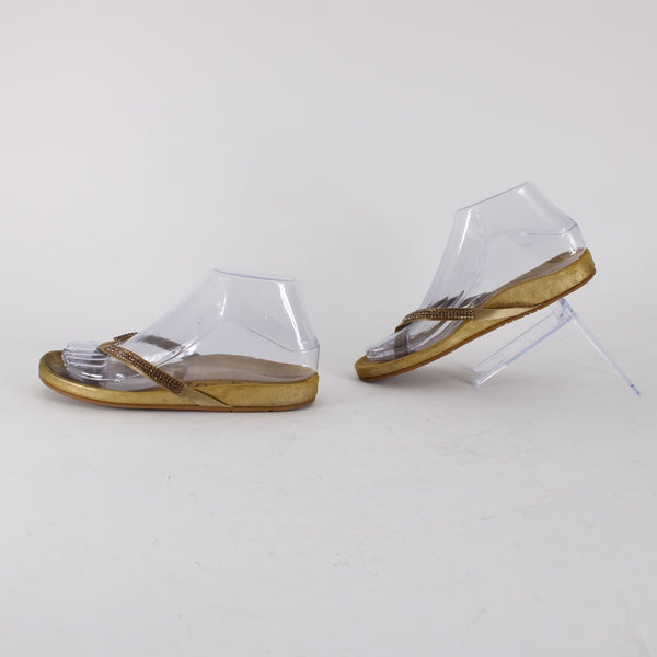 Pedro Garcia Sandals Sz 35 Gold Lurex Burnished Gold Rhinestones Sissi Sandals