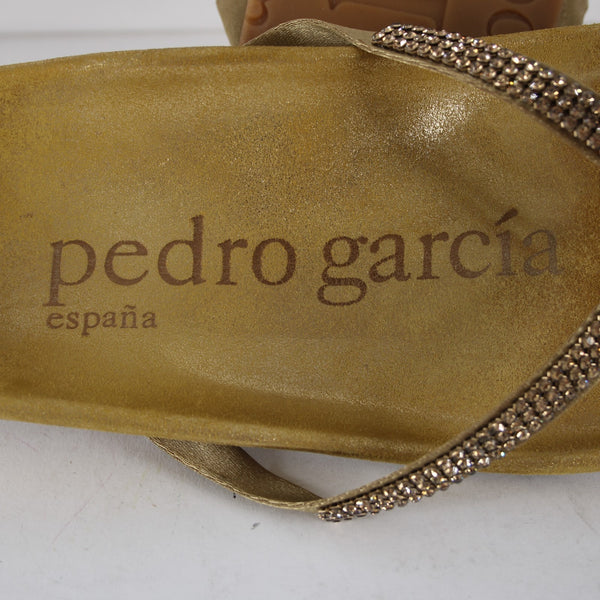 Pedro Garcia Sandals Sz 35 Gold Lurex Burnished Gold Rhinestones Sissi Sandals