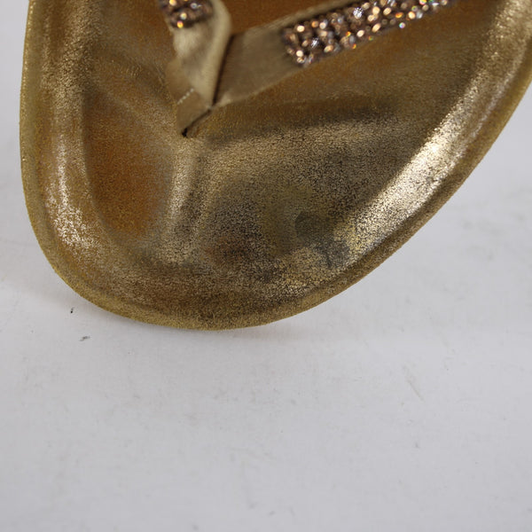 Pedro Garcia Sandals Sz 35 Gold Lurex Burnished Gold Rhinestones Sissi Sandals