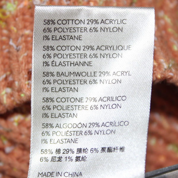 Free People Sweater Sz XS Orange Multi Colored Turtleneck Knit Cotton Sweater