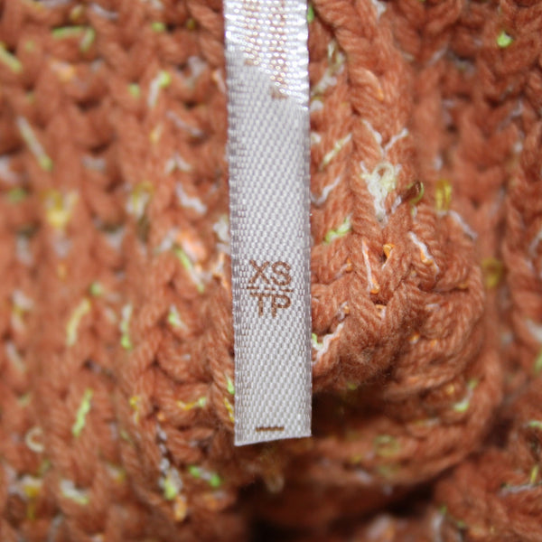 Free People Sweater Sz XS Orange Multi Colored Turtleneck Knit Cotton Sweater