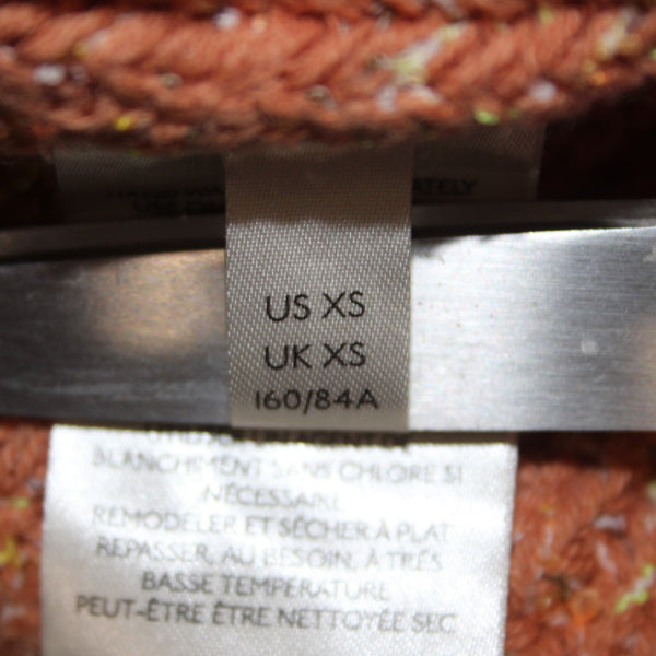 Free People Sweater Sz XS Orange Multi Colored Turtleneck Knit Cotton Sweater