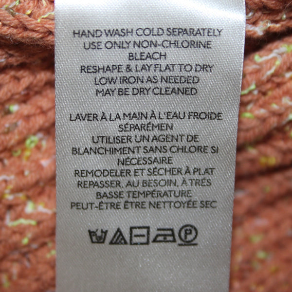 Free People Sweater Sz XS Orange Multi Colored Turtleneck Knit Cotton Sweater