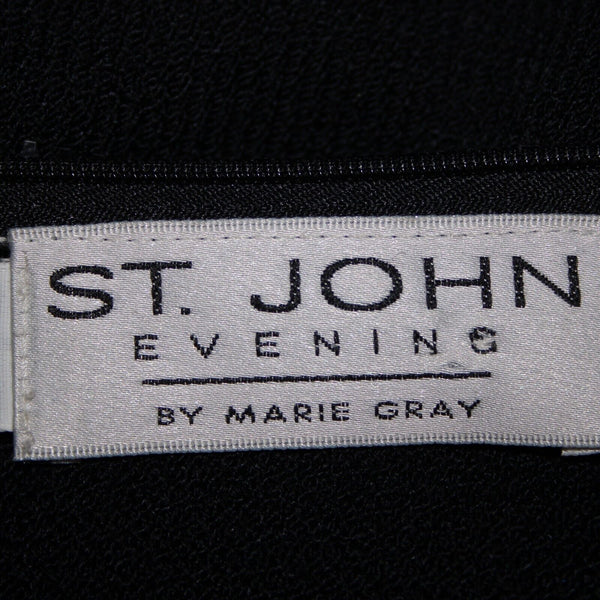 St John Evening Sz S Black Gold Rhinestones Paillettes Bees Santana Knit Sweater