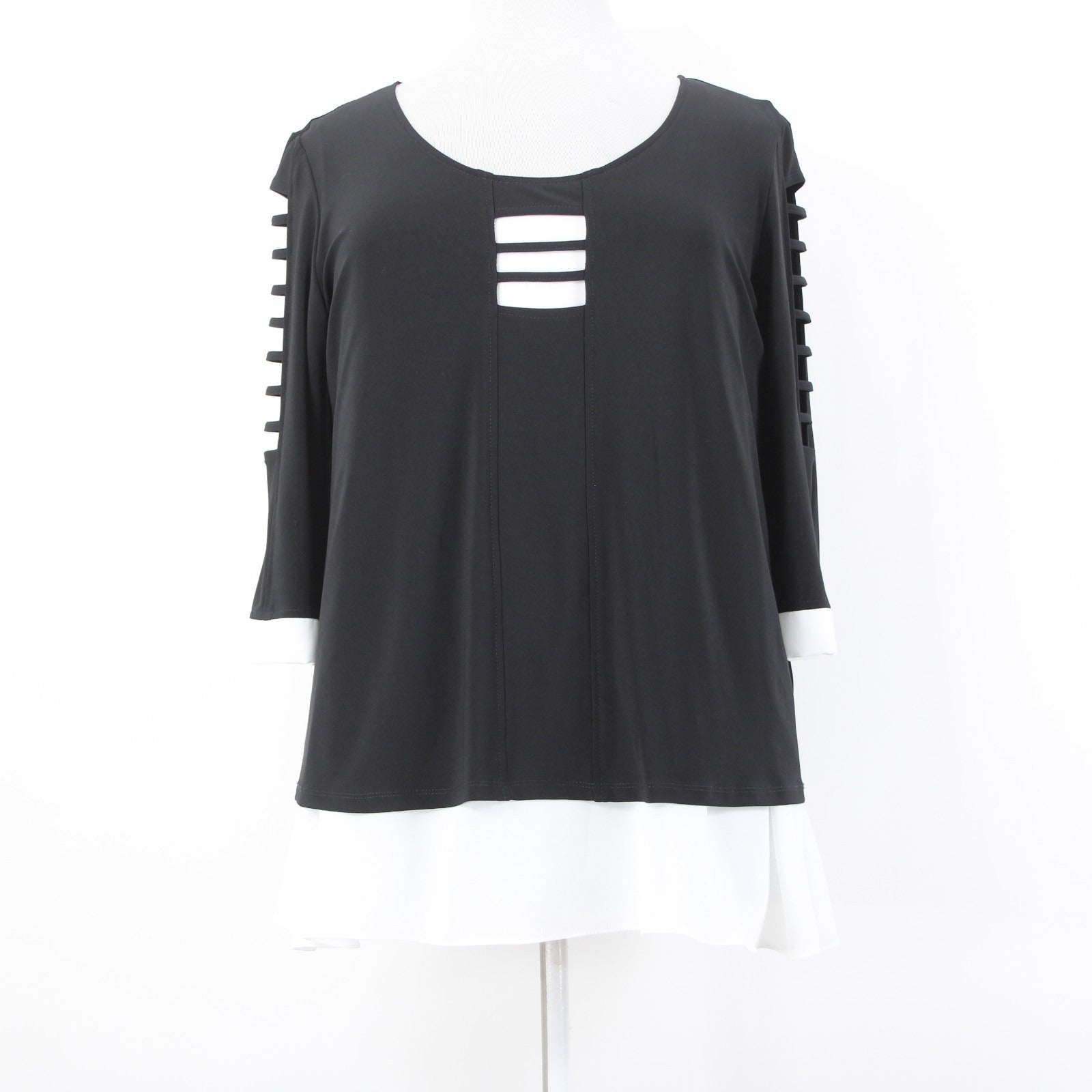 Joseph Robkoff Top Sz 16 Black White Layered 100% Polyester Top