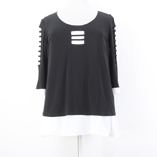 Joseph Robkoff Top Sz 16 Black White Layered 100% Polyester Top