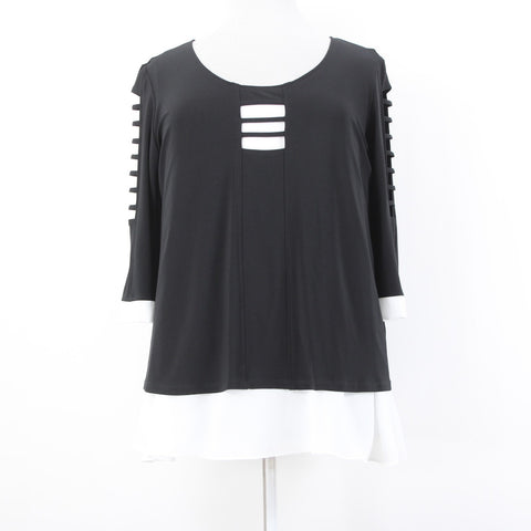 Joseph Robkoff Top Sz 16 Black White Layered 100% Polyester Top