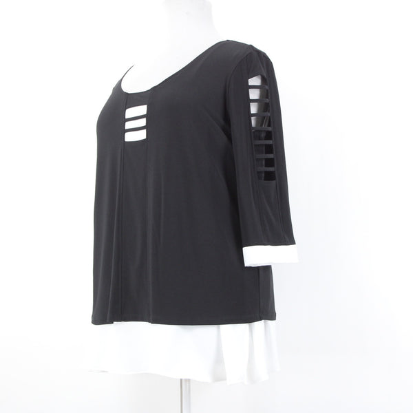 Joseph Robkoff Top Sz 16 Black White Layered 100% Polyester Top