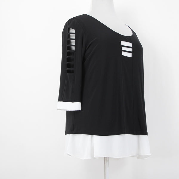 Joseph Robkoff Top Sz 16 Black White Layered 100% Polyester Top