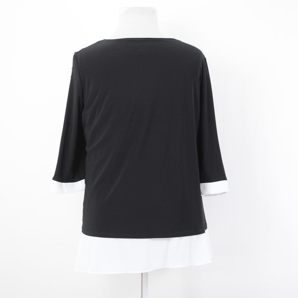Joseph Robkoff Top Sz 16 Black White Layered 100% Polyester Top