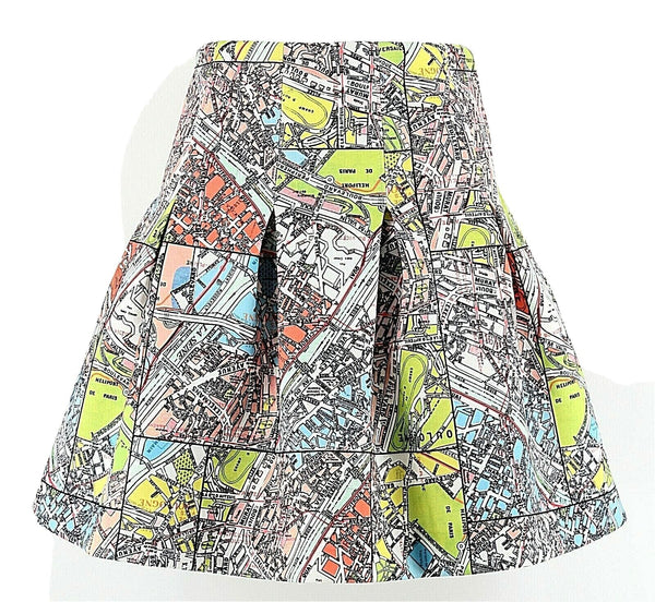Maeve NEW $118 Sz 6 Lime Green White Red Multi Poly Spandex Pleated Lined Skirt