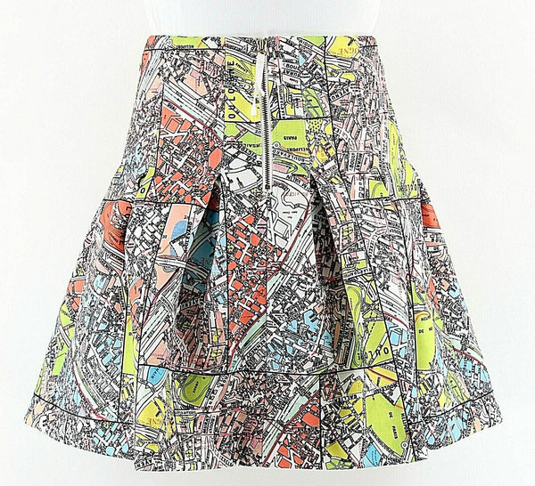 Maeve NEW $118 Sz 6 Lime Green White Red Multi Poly Spandex Pleated Lined Skirt