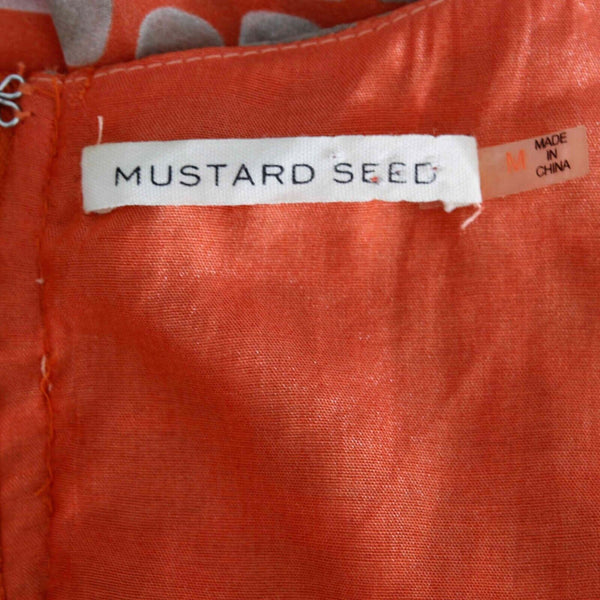 Mustard Seed Sz M Orange Tan Lined Asymmetric Drape Fit n Flare Poly Woven Dress