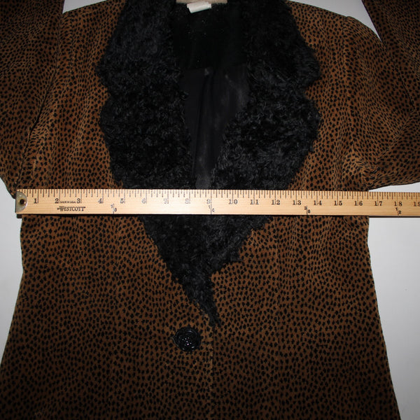 Painted Pony Sz S Camel Brown Black Spotted Lined Cotton Poly Acrylic Jacket