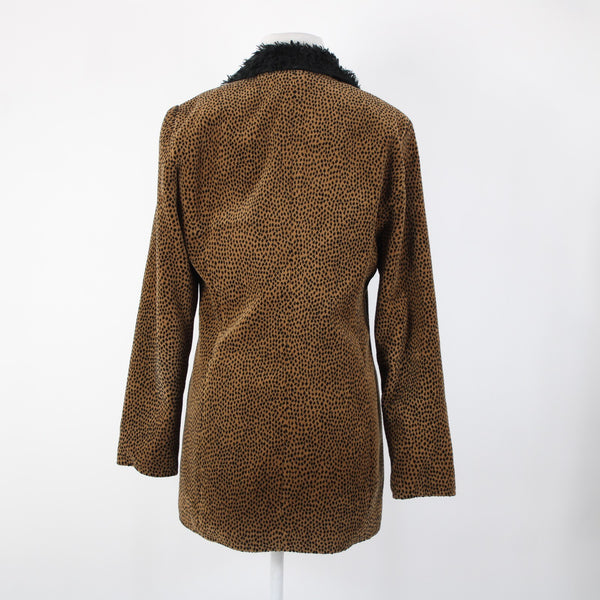 Painted Pony Sz S Camel Brown Black Spotted Lined Cotton Poly Acrylic Jacket