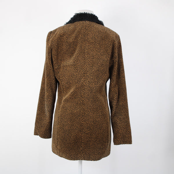 Painted Pony Sz S Camel Brown Black Spotted Lined Cotton Poly Acrylic Jacket