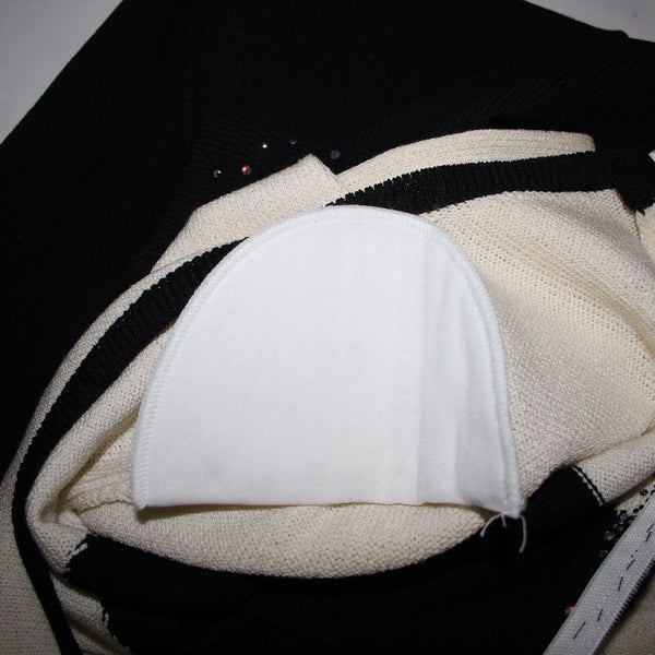 Toula Sz 8 Cream Black Silver Rhinestones Body Con Santana Knit Wool Rayon Dress