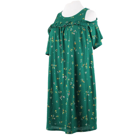 Lauren Conrad NEW $50 Sz XS Green Yellow Multi Floral Cold Shoulder Poly Dress