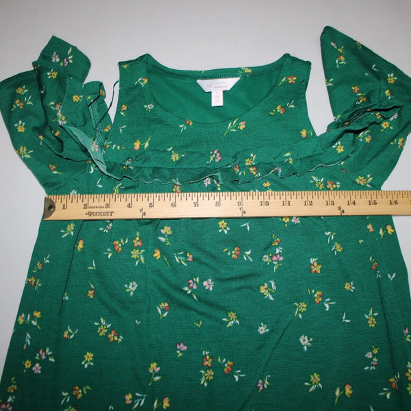 Lauren Conrad NEW $50 Sz XS Green Yellow Multi Floral Cold Shoulder Poly Dress