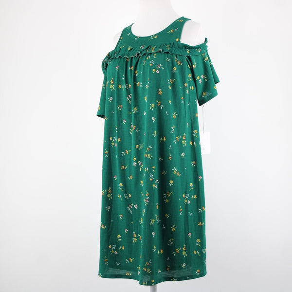 Lauren Conrad NEW $50 Sz XS Green Yellow Multi Floral Cold Shoulder Poly Dress