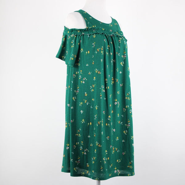 Lauren Conrad NEW $50 Sz XS Green Yellow Multi Floral Cold Shoulder Poly Dress
