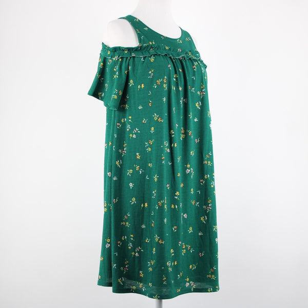 Lauren Conrad NEW $50 Sz XS Green Yellow Multi Floral Cold Shoulder Poly Dress
