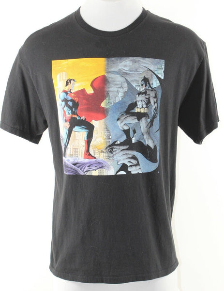 DC Comics Superman Batman Sz XL Black Multi 100% Cotton T Shirt