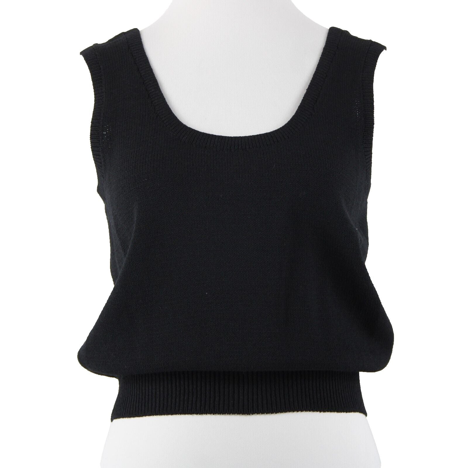 St John Basic Sz M Black Santana Knit Wool Blend Tank Top