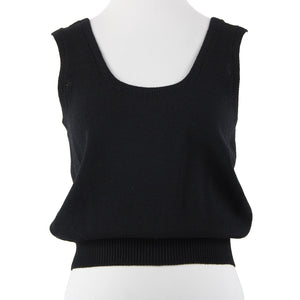 St John Basic Sz M Black Santana Knit Wool Blend Tank Top