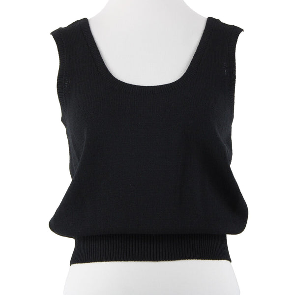 St John Basic Sz M Black Santana Knit Wool Blend Tank Top