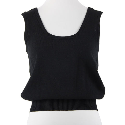 St John Basic Sz M Black Santana Knit Wool Blend Tank Top