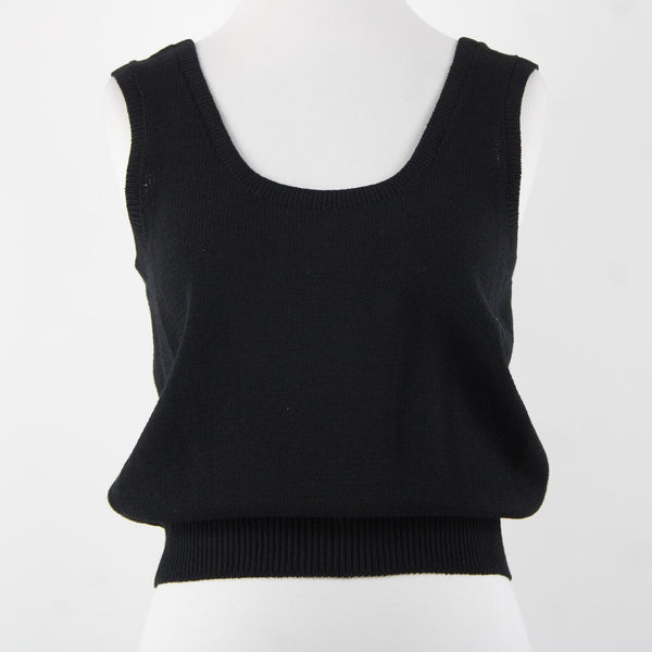 St John Basic Sz M Black Santana Knit Wool Blend Tank Top